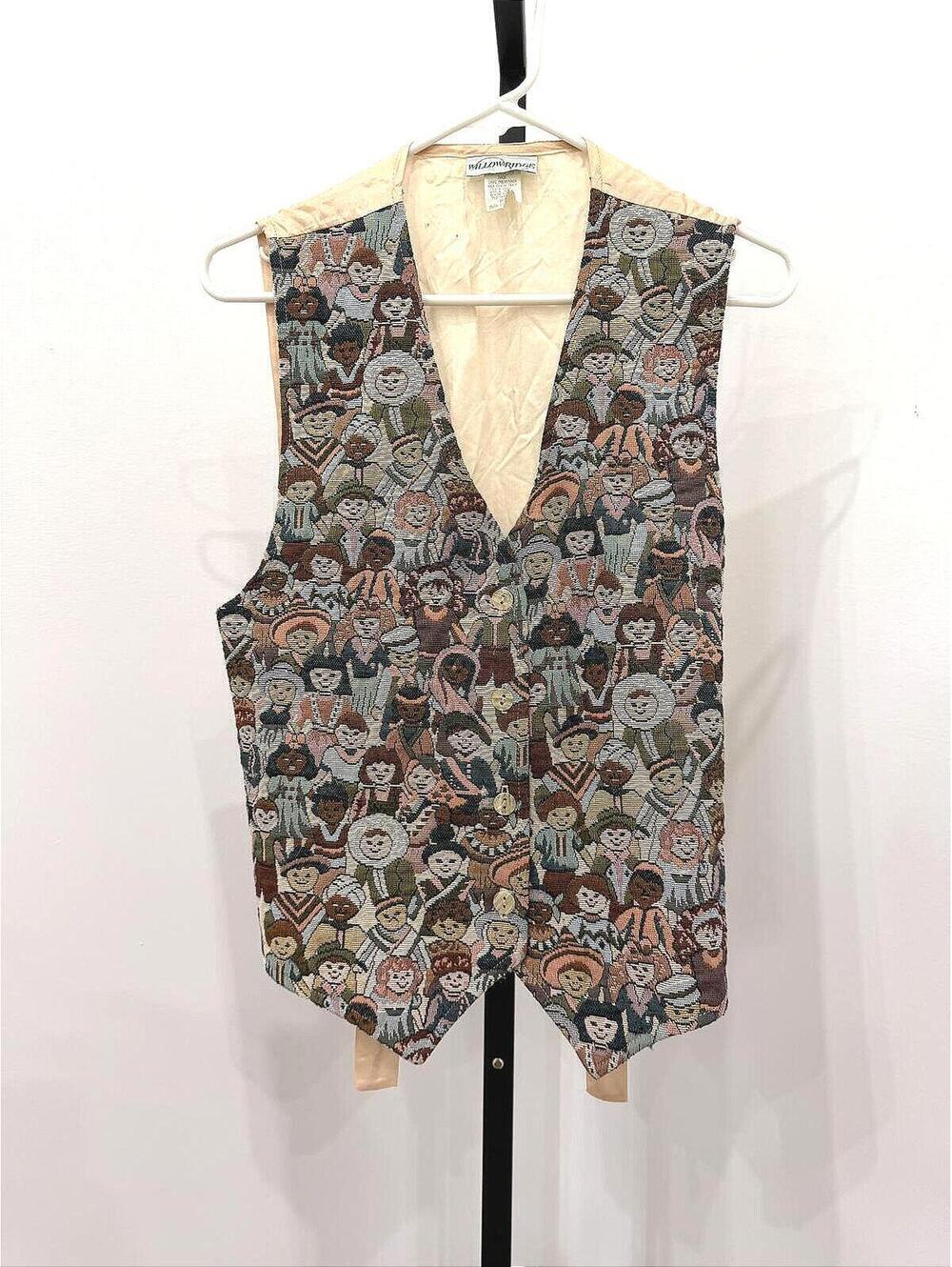 Willow Ridge Vintage Novelty Print V-Neck Vest Size M
